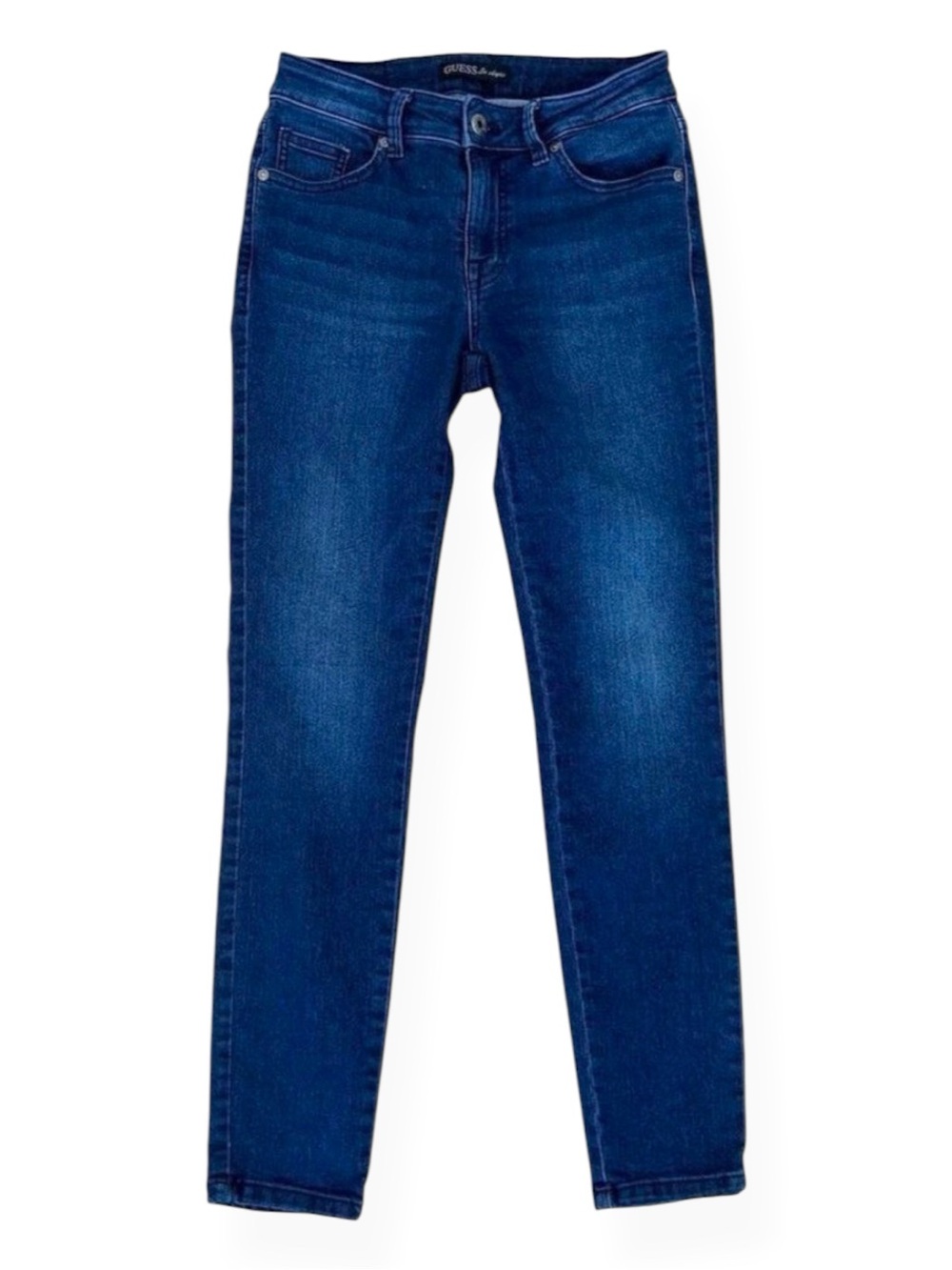 Guess jeans mid rise skinny dark blue stretchy denim medium waist size 26